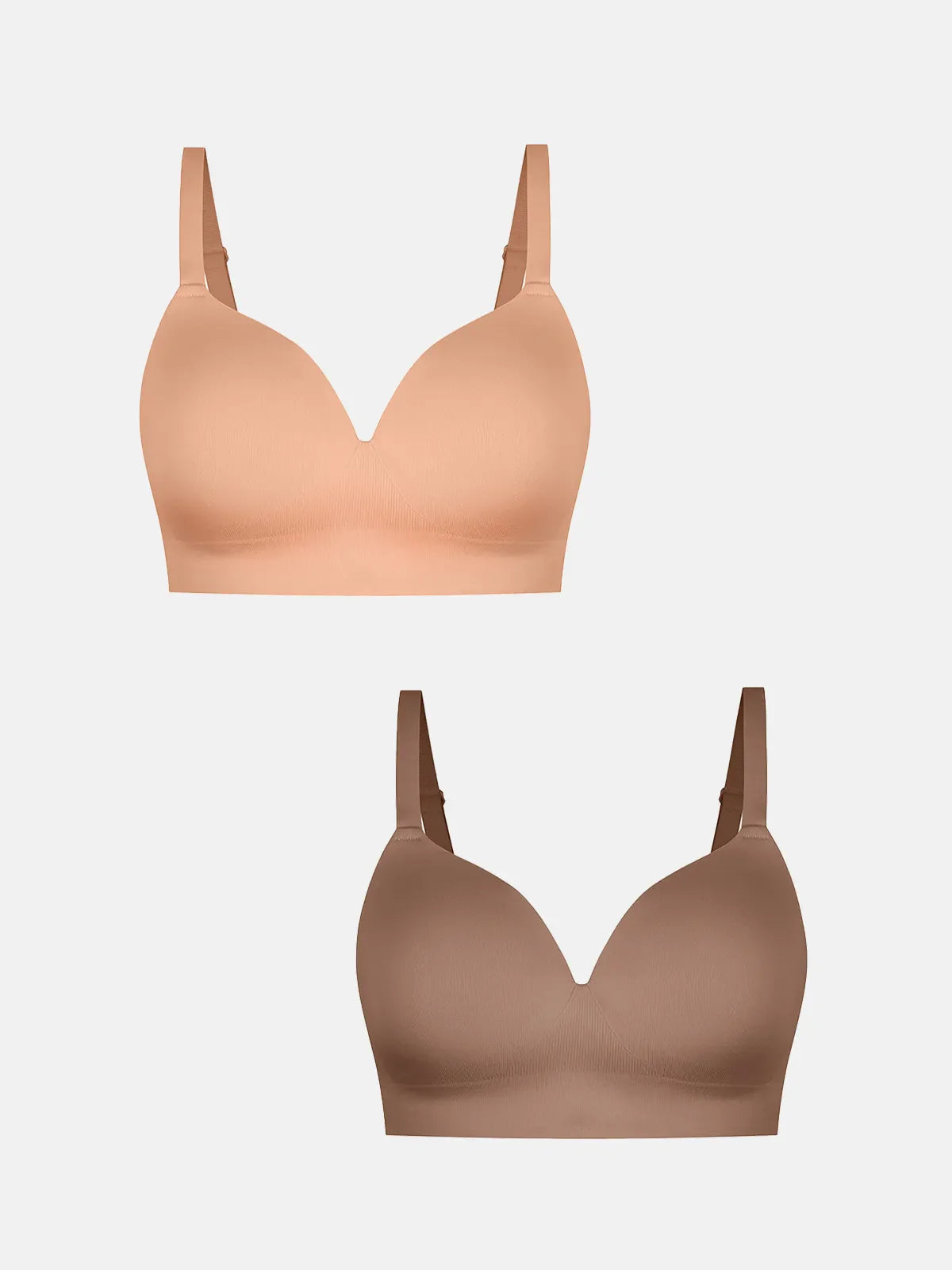 2-Pack Wireless Seamless Push-Up V-Neck Bra Bundle