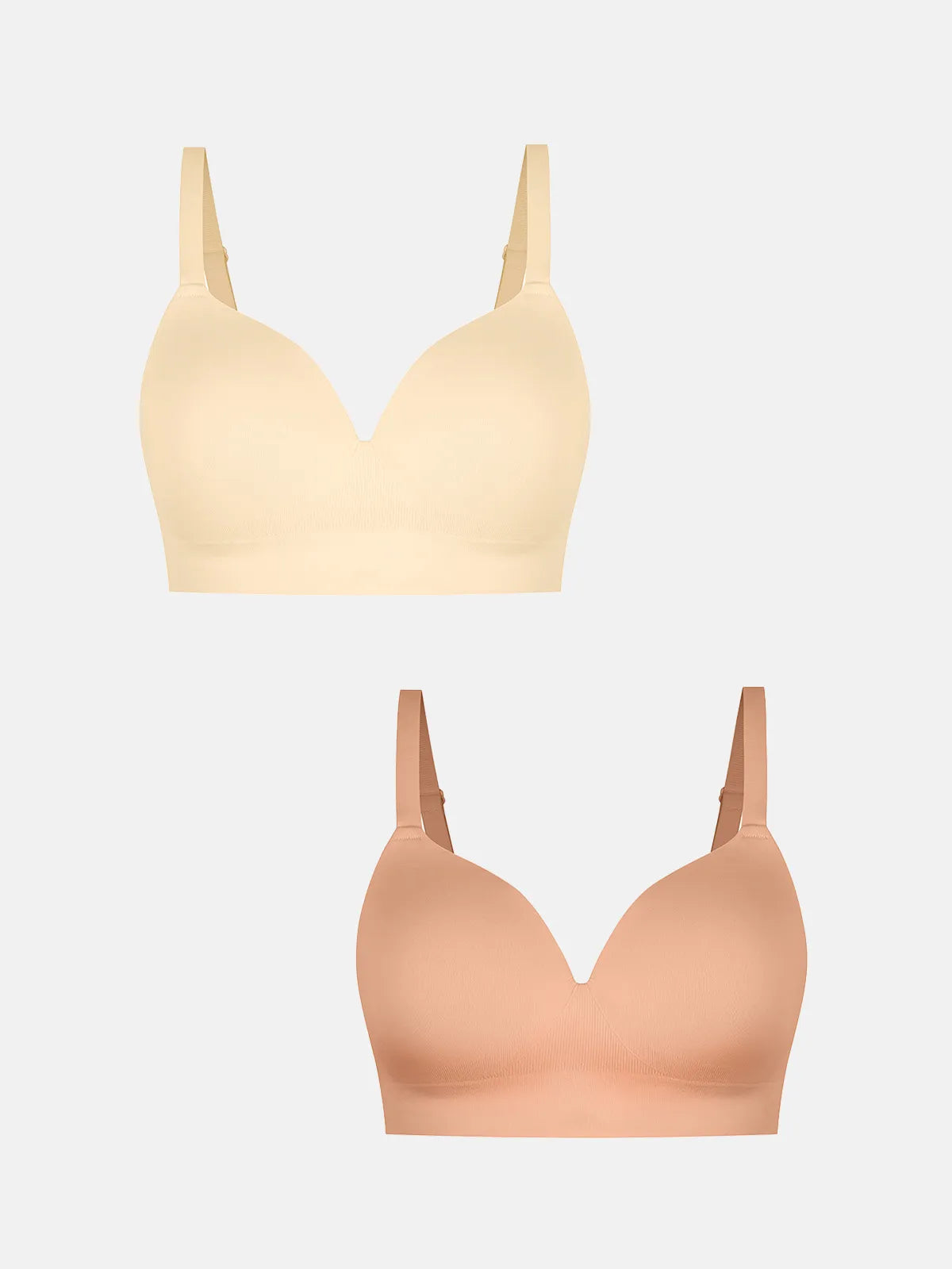 2-Pack Wireless Seamless Push-Up V-Neck Bra Bundle