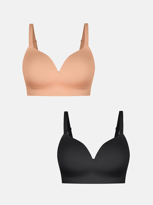 2-Pack Wireless Seamless Push-Up V-Neck Bra Bundle